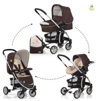 Коляска 3 в 1 Hauck Malibu All in One —  pooh doodle brown