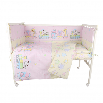 Комплект в кроватку ALIS 6 предметов "Паровозик Звездочка" — желтый