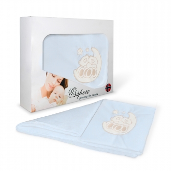 Комплект постельного белья в коляску Esspero Lui 5 предметов — Мишки на луне Голубой