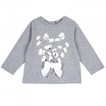 Лонгслив Chicco принт Букет, для девочек, цвет серый — Серый, р.86