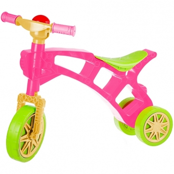 Каталка-беговел RT Самоделкин 3 колеса с клаксоном — зелено-розовая