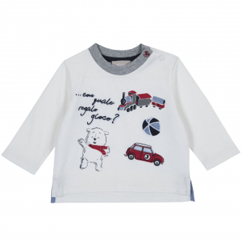 Лонгслив Chicco, принт Игрушки, для мальчиков, цвет белый