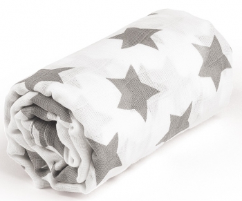 Пеленка муслиновая Happy Baby — gray / big stars