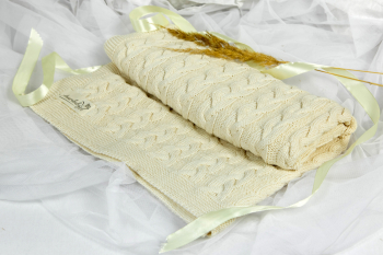 Плед вязаный Amarobaby 105*75 Косичка — бежевый