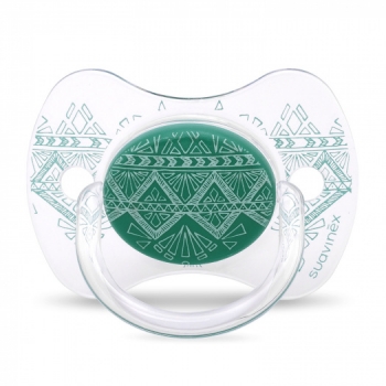Пустышка Suavinex "Haute Couture NEW" от 18мес с силиконовой физиологической соской — зеленый