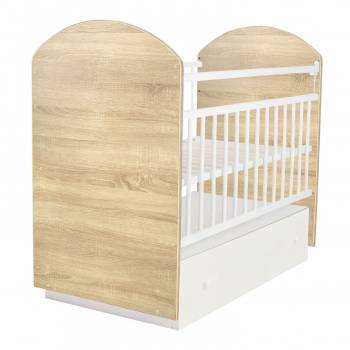Детская кроватка Indigo "Grove" (маятник с ящиком) массив березы — дуб сонома-белый