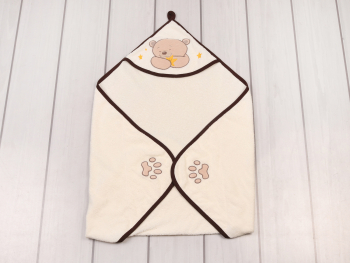 Полотенце Amarobaby 90*90 с уголком Teddy Bear — бежевый