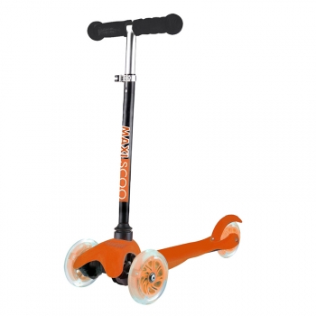 Самокат Maxiscoo Baby трехколесный со светящимися колесами — Оранжевый