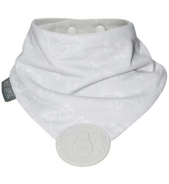 Нагрудник с грызунчиком базовый Cheeky Chompers — животные на сером фоне