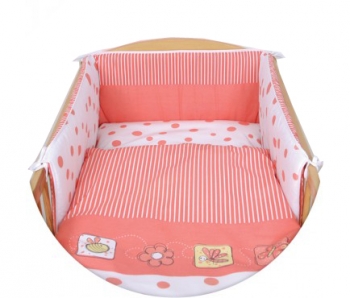 Постельное бельё Ceba Baby с принтом 3 предмета — Peas Coral Lux
