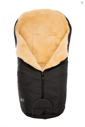 Зимний конверт BOZZ из стриженой овчины — 60-154-16 Чёрный меланж/Натуральный
