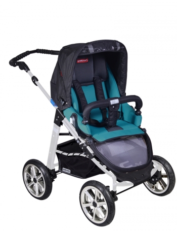 Прогулочная  коляска Patron Fenix 4XC-S (серебряная рама)  — gento smaragd 634