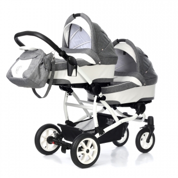 Коляска-люлька для двойни Esspero Duetto (шасси White) — Denim