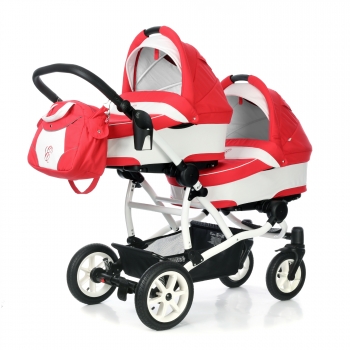 Коляска-люлька для двойни Esspero Duetto (шасси White) — Red Lux