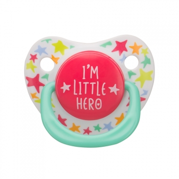 Соска-пустышка силиконовая симметричной формы Happy Baby — I am a hero