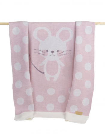 Плед вязаный Ma Licorne 1х1 м. "Petite mickey" — Rose (розовый)