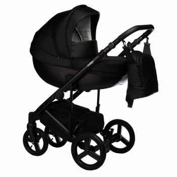 Коляска 3 в 1 Indigo TOUR ECO  — черная кожа