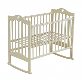 Детская кроватка Мой Малыш "Barney 5"  (колесо-качалка) массив березы — слоновая кость