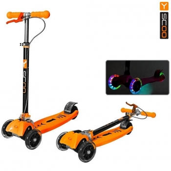 Самокат Y-SCOO MAXI CITY RT Shine Gagarin трансформер с ручным тормозом — orange
