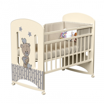 Детская кроватка ВДК "love me" (колесо-качалка) ЛДСП — Слоновая кость