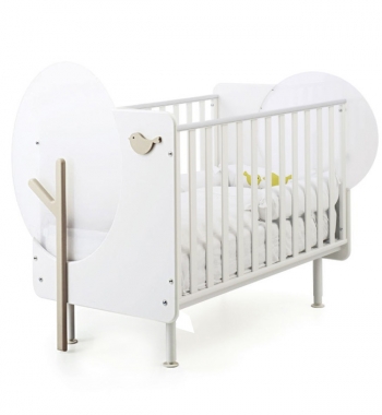 Детская кровать Baby Expert Bosco с реечными бортиками — белый/крем