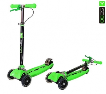 Самокат Y-SCOO MAXI CITY RT Simple Gagarin трансформер с ручным тормозом — green