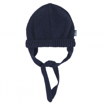 Шапка на завязках вязаная Chicco для мальчиков и девочек, цвет тёмно-синий