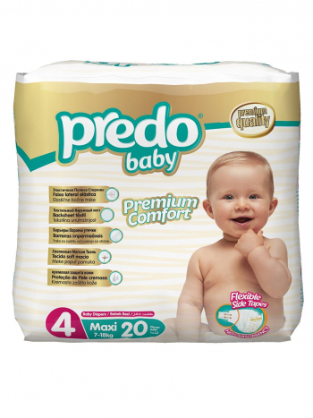 Подгузники Predo Baby Экономичная пачка (20 шт.) № 4 (7-18 кг) макси