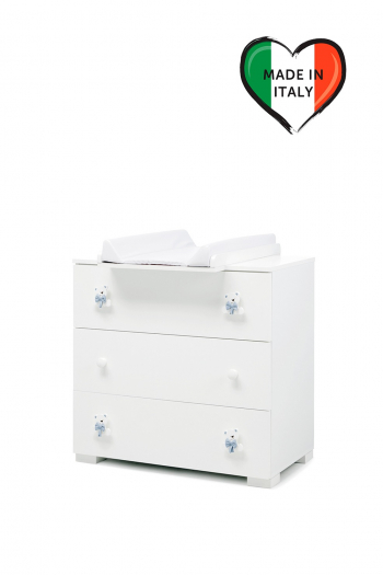 Тумба Erbesi Tato с пеленальным матрасиком — белый/голубой