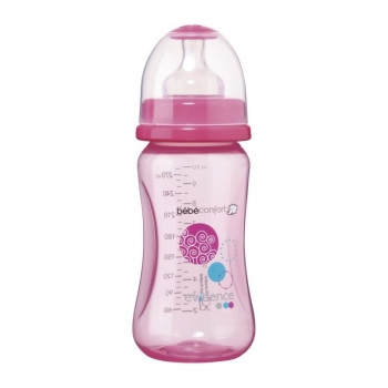 Бутылочка Bebe Confort серия Maternity PP, сил. соска для супов и каш, 360 мл, 6-24 — розовый