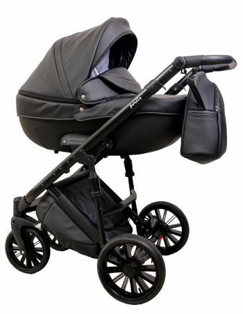 Коляска 2 в 1 Peppy Fortis — черная кожа
