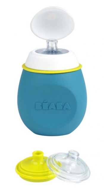 Поильник из силикона Beaba "BABYSQUEEZ'' 2 IN 1" — Blue
