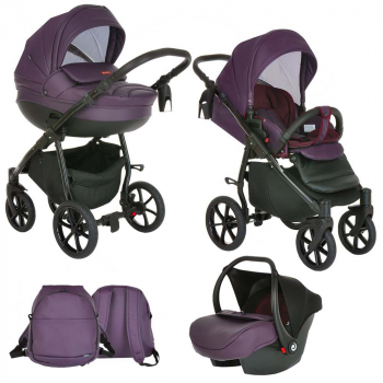 Коляска 3 в 1 Tutis Nanni Кожа (2021) — Кожа Тем.фиолетовый