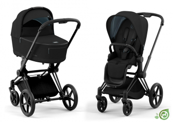 Коляска 2 в 1 Cybex Priam IV (шасси Matt Black) — Onyx Black