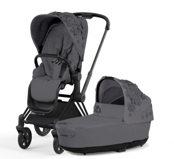 Коляска 2 в 1 Cybex Priam IV (шасси Matt Black) — Simply Flowers Dream Grey