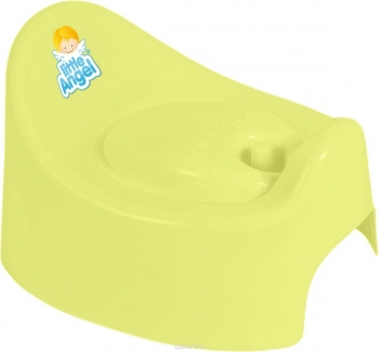 Горшок детский Little Angel "I m", с крышкой — желтый пастельный