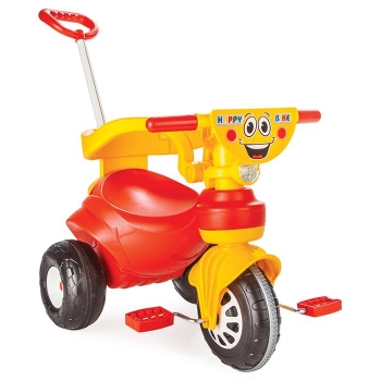 Трехколесный велосипед Pilsan "Happy" с родительской ручкой — красно-желтый