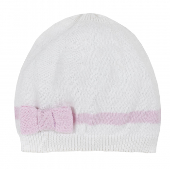 Шапка Chicco для девочек, с розовым бантом, цвет белый