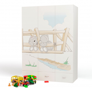 Шкаф 3х дверный ABC-KING BEARS — белый