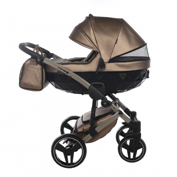 Коляска 2 в 1 Junama Fluo Line V2 — JDFLv2-03 кожа золотистая/короб черный/рама бежевая
