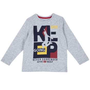 Лонгслив Chicco для мальчиков, с надписью Going, цвет светло-серый — Светло-серый, р.122