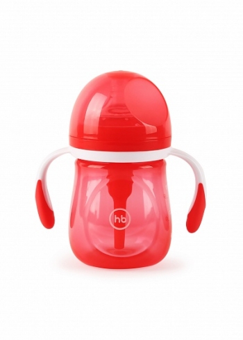 Бутылочка антиколиковая с ручками и силиконовой соской Happy Baby (180 мл.) — ruby