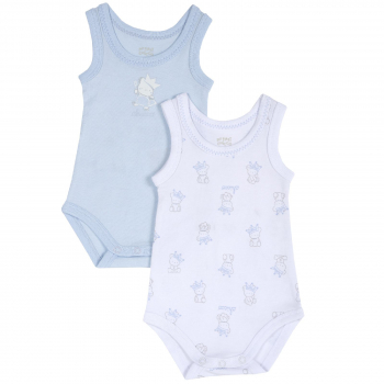 Боди 2 шт. Chicco для мальчиков, принт Мишка с короной, цвет голубой