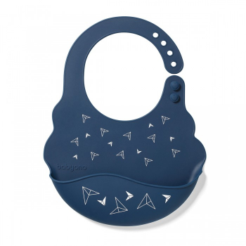 Нагрудник силиконовый BabyOno с регулируемой застежкой — Темно-синий