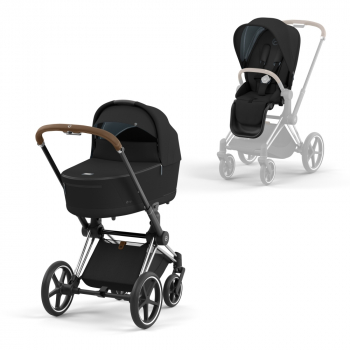 Коляска 2 в 1 Cybex Priam IV (шасси Chrome Brown) — Deep Black