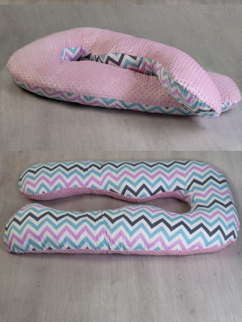 Подушка для беременных Amarobaby 340х72 зигзаг — розовый