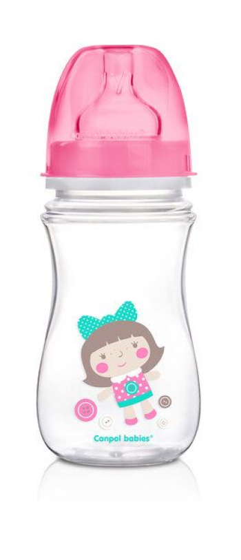 Бутылочка Canpol EasyStart Toys шир. горл., антикол., 240 мл, 3 мес.+, арт. 35/221 — розовый