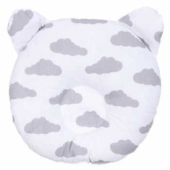 Подушки для малыша Amarobaby анатомическая облака серый