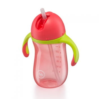 Поильник с трубочкой и ручками Happy Baby 2.0 (260мл.) — Red