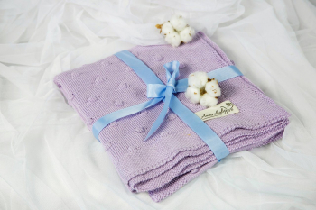 Плед вязаный Amarobaby 105х75 Шишечки — лавандовый